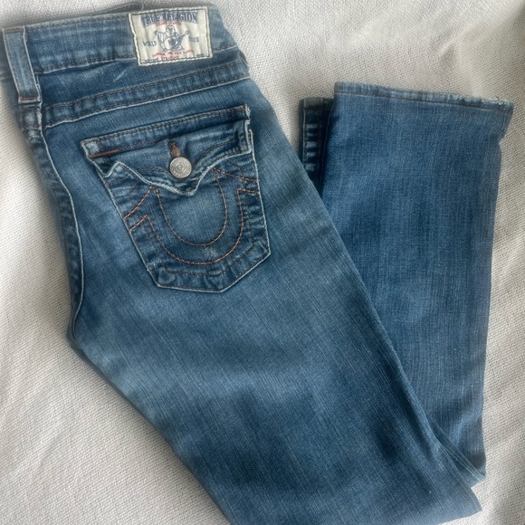 True Religion Low Rise Straight Cut Jeans Size 28 - Picture 3 of 6